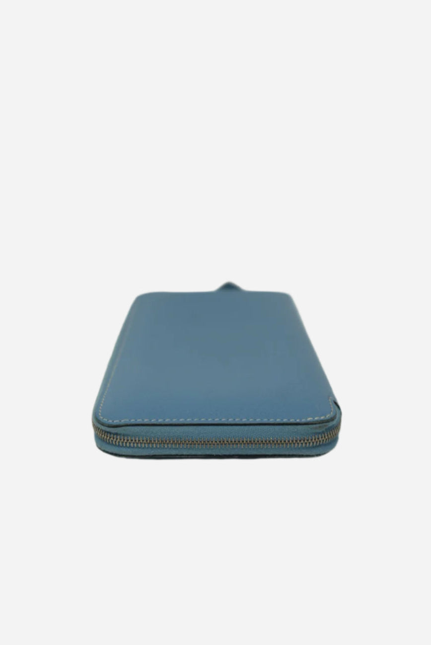 Hermes 2010 Epsom Blue Zip Long Wallet