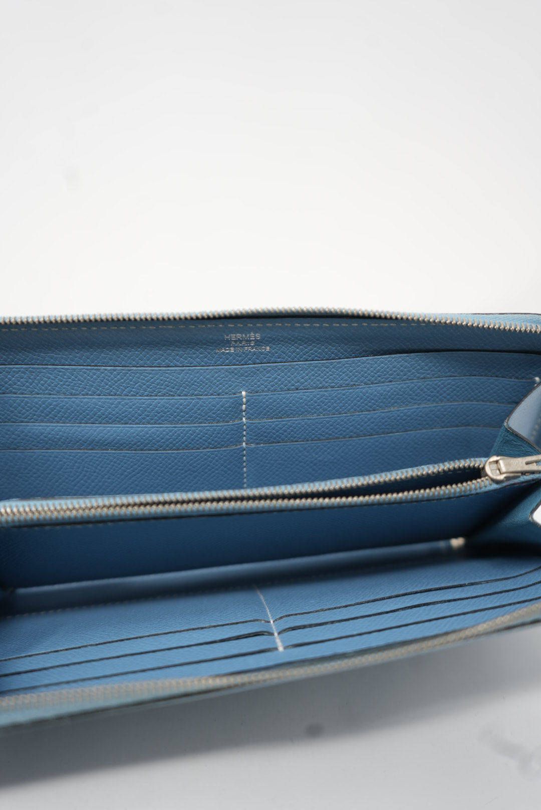 Hermes 2010 Epsom Blue Zip Long Wallet