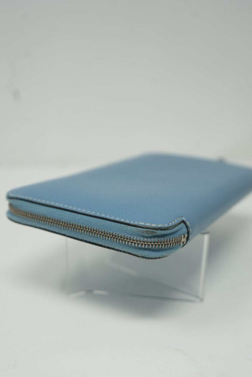 Hermes 2010 Epsom Blue Zip Long Wallet