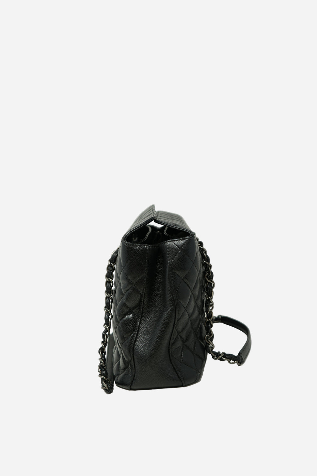 Pre-Owned 2015–2016 Chanel Black Caviar Quilted Shopping Bag