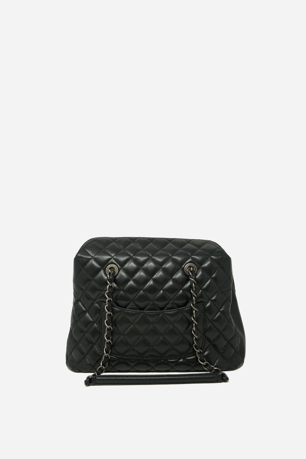 Pre-Owned 2015–2016 Chanel Black Caviar Quilted Shopping Bag