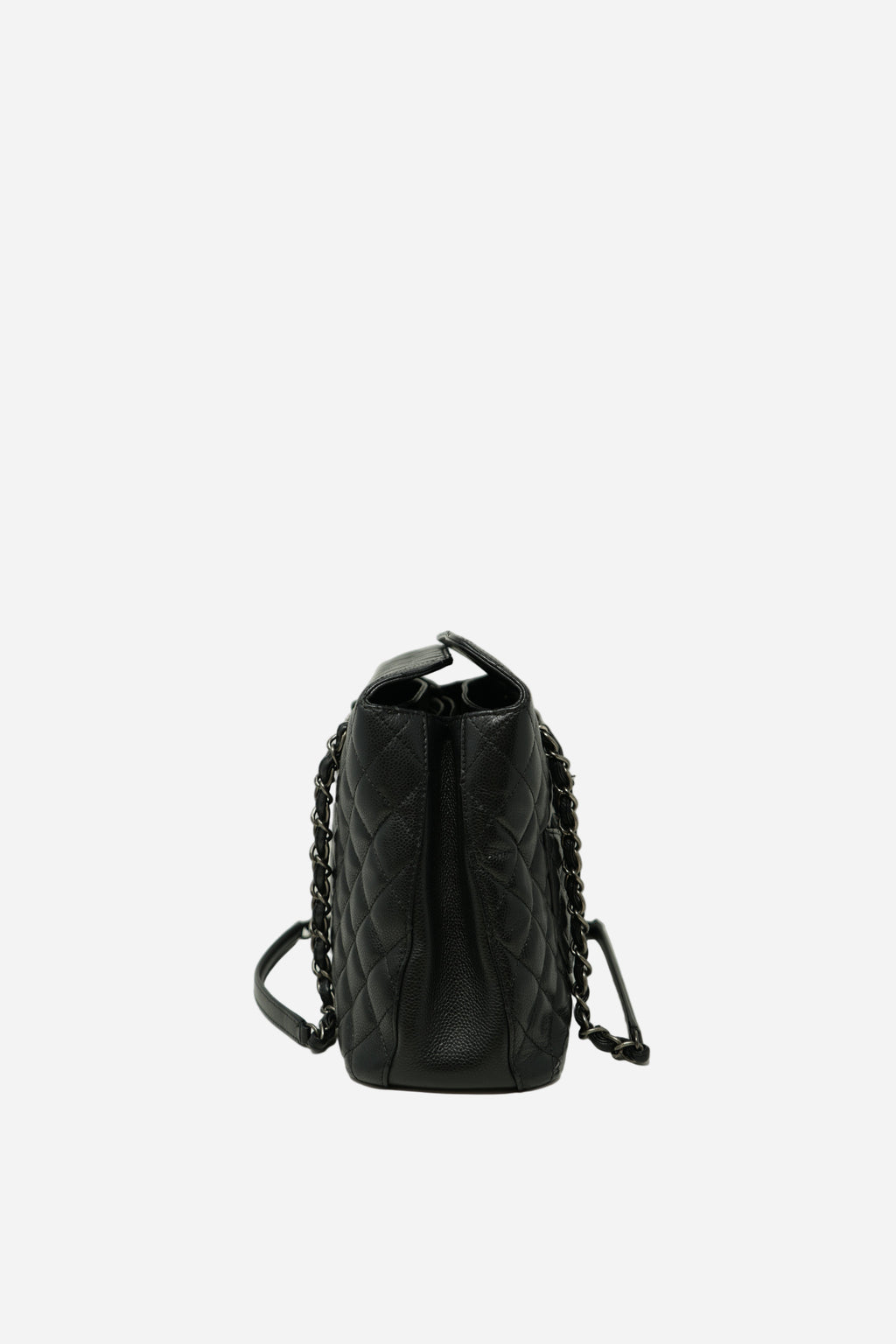 Pre-Owned 2015–2016 Chanel Black Caviar Quilted Shopping Bag