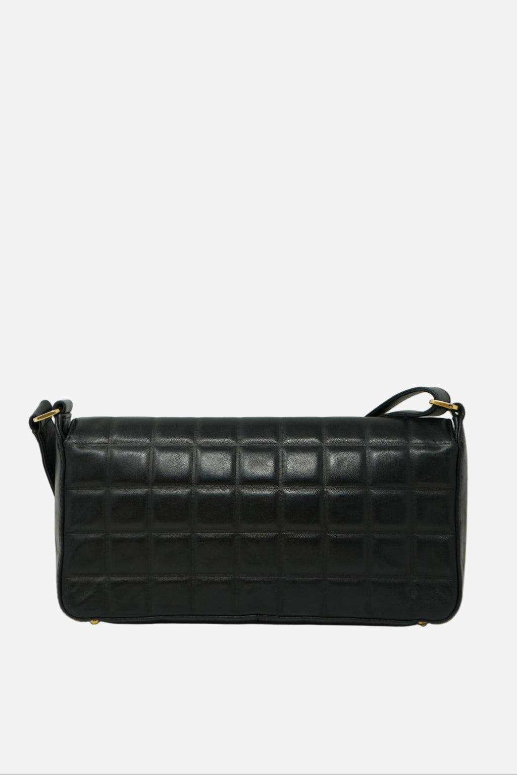 Pre-Owned 2003–2004 Chanel Black Calfskin/Lambskin Chocolate Bar Shoulder Bag
