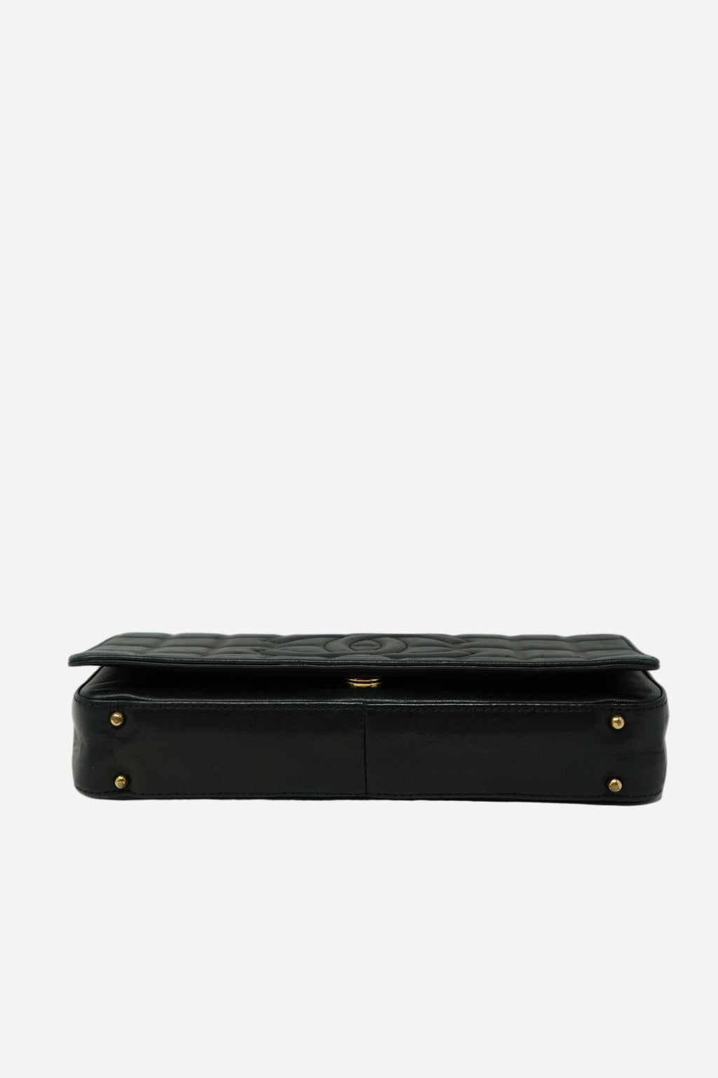 Pre-Owned 2003–2004 Chanel Black Calfskin/Lambskin Chocolate Bar Shoulder Bag