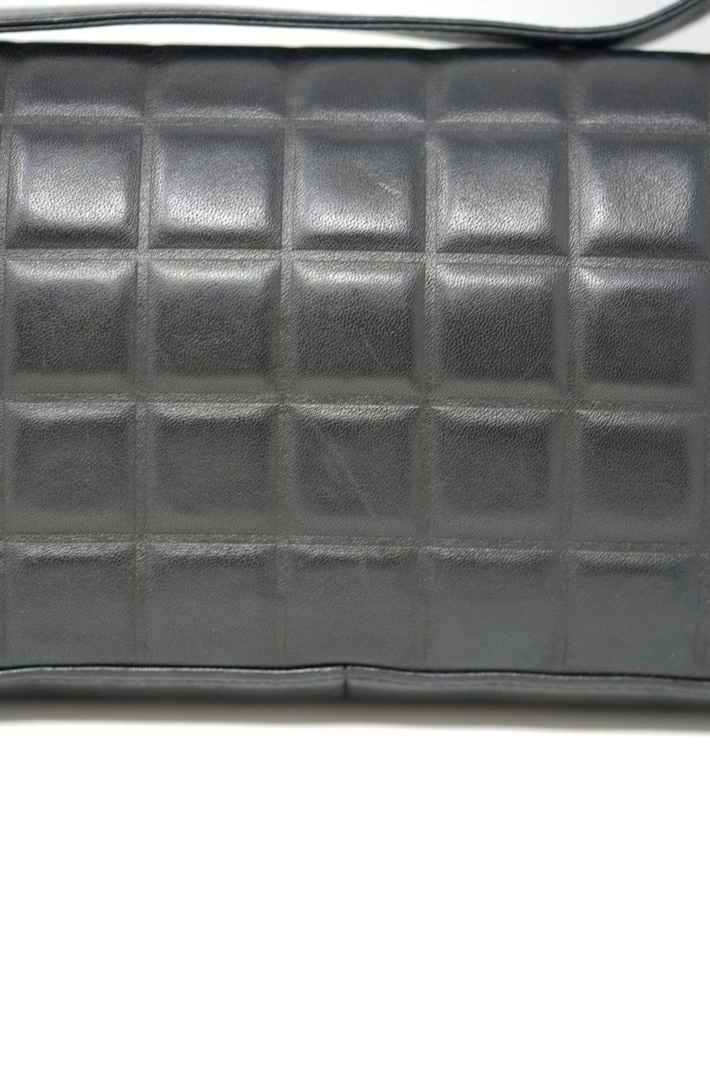 Pre-Owned 2003–2004 Chanel Black Calfskin/Lambskin Chocolate Bar Shoulder Bag