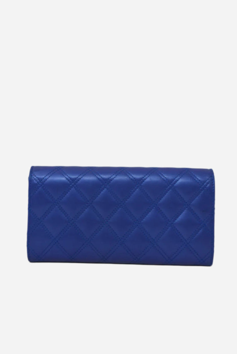 Pre-Owned Chanel Blue Lambskin Long Wallet