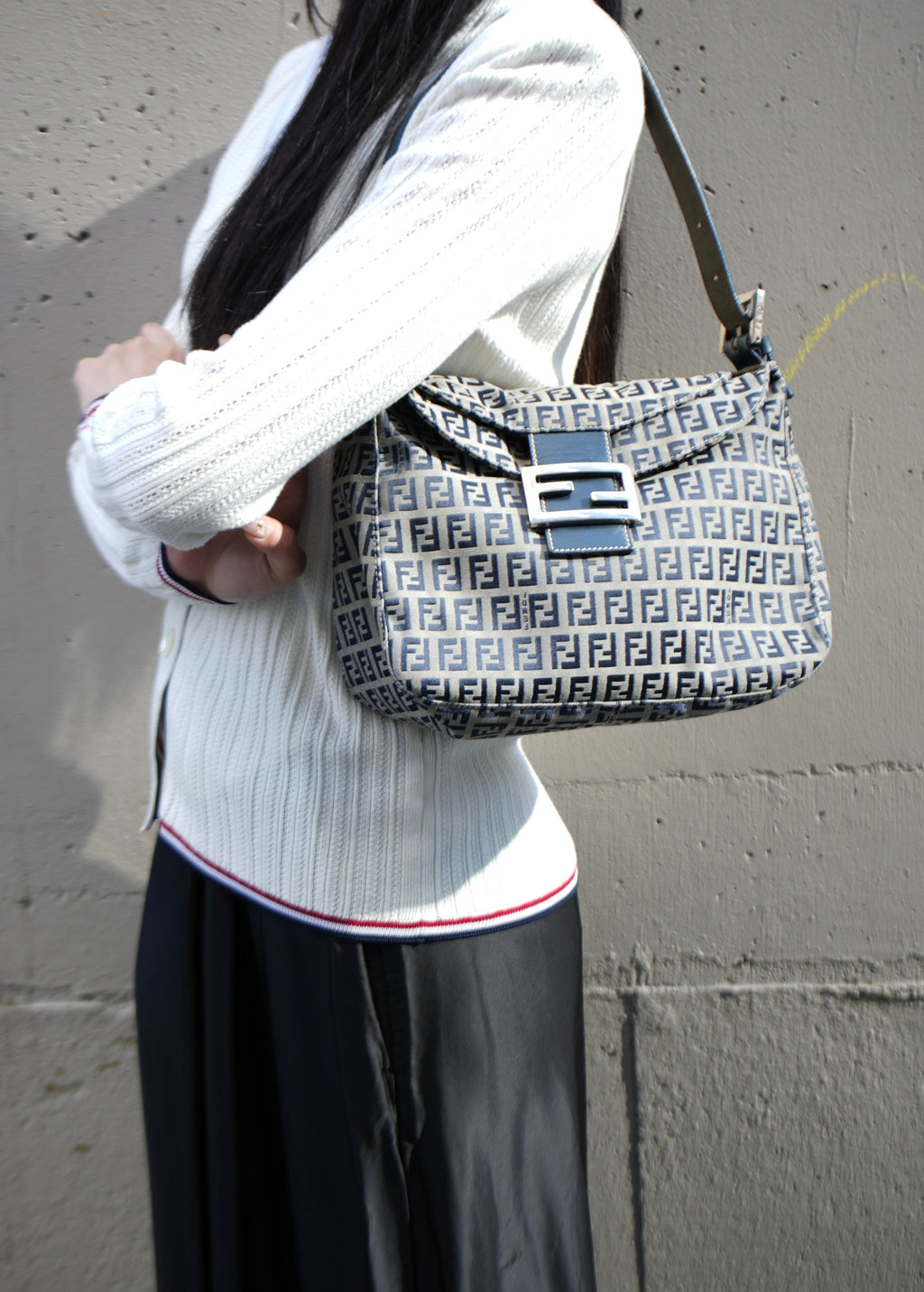 Fendi 2000-2010 Zuccino Canvas Double Flap Bag