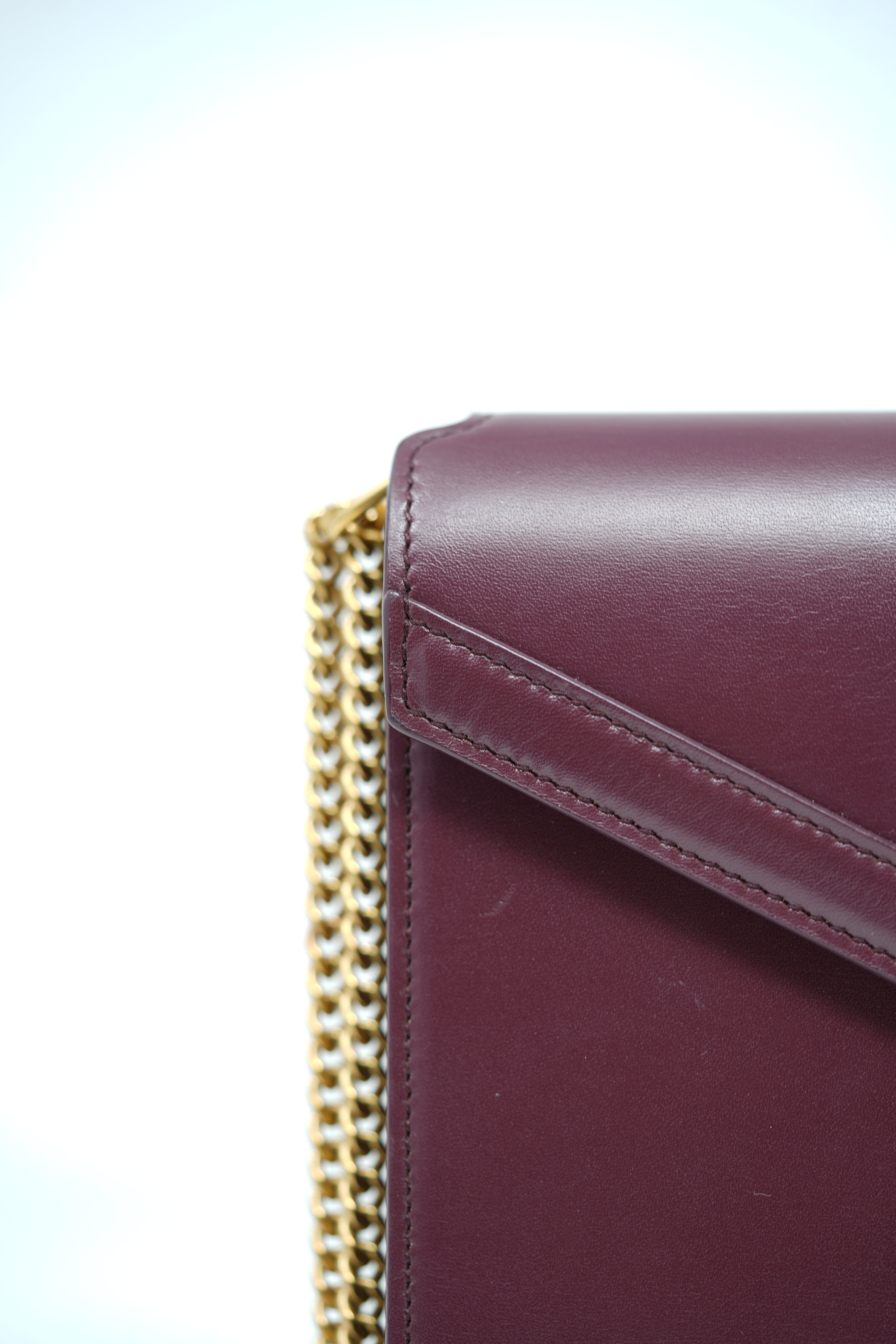 Saint Laurent Red Smooth Calfskin Cassandra Chain Bag