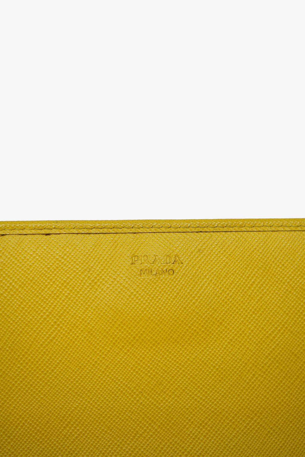 Prada Yellow Calfskin Wallet On Chain