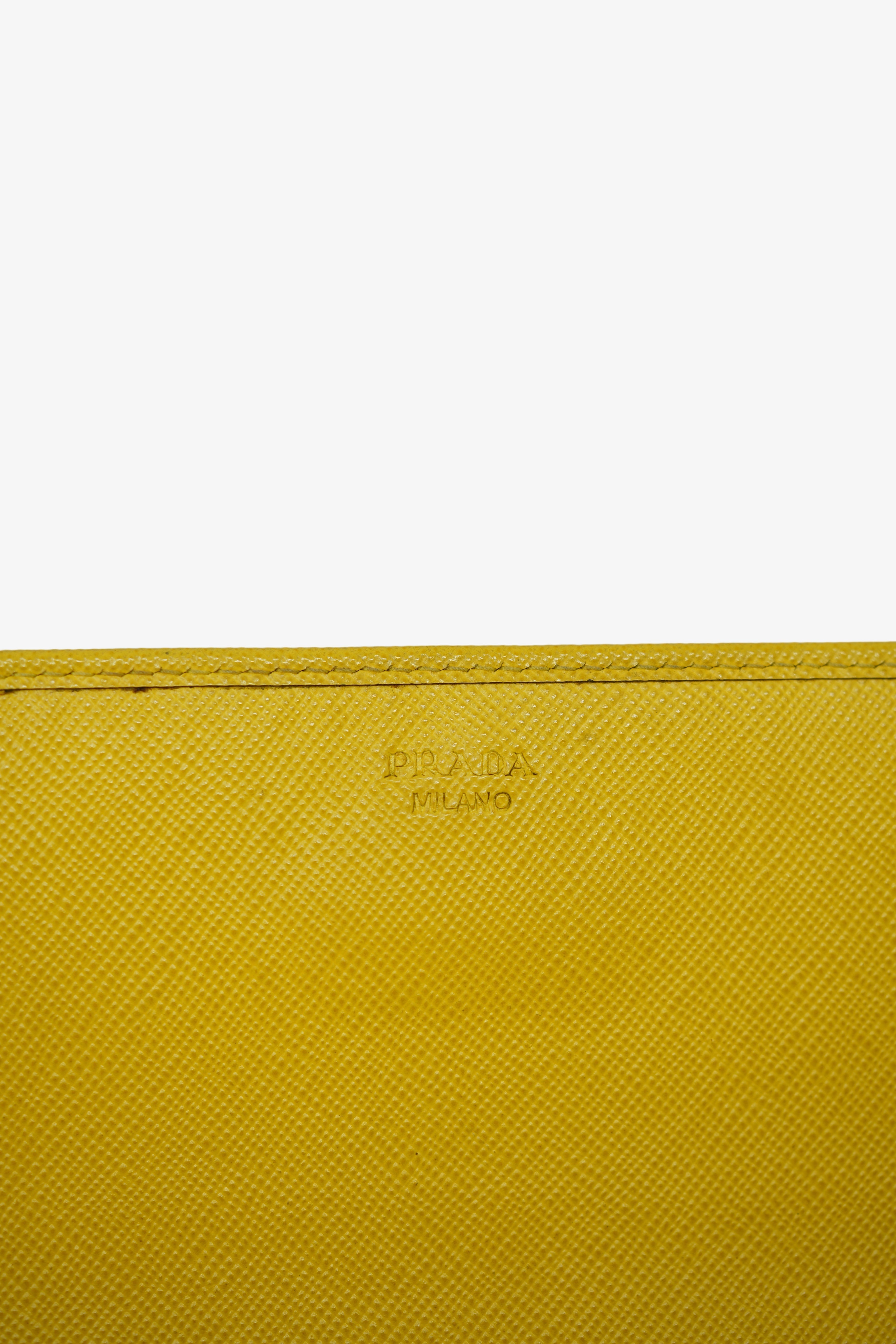 Prada Yellow Calfskin Wallet On Chain