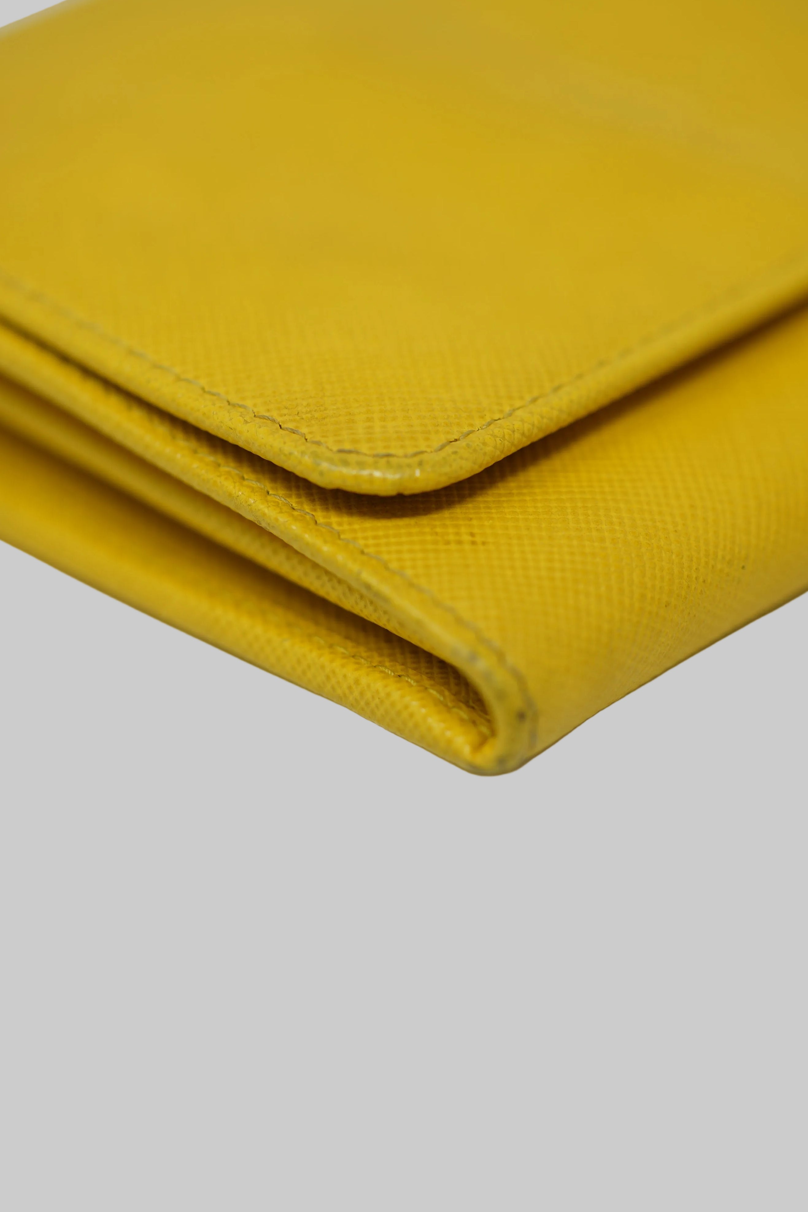 Prada Yellow Calfskin Wallet On Chain