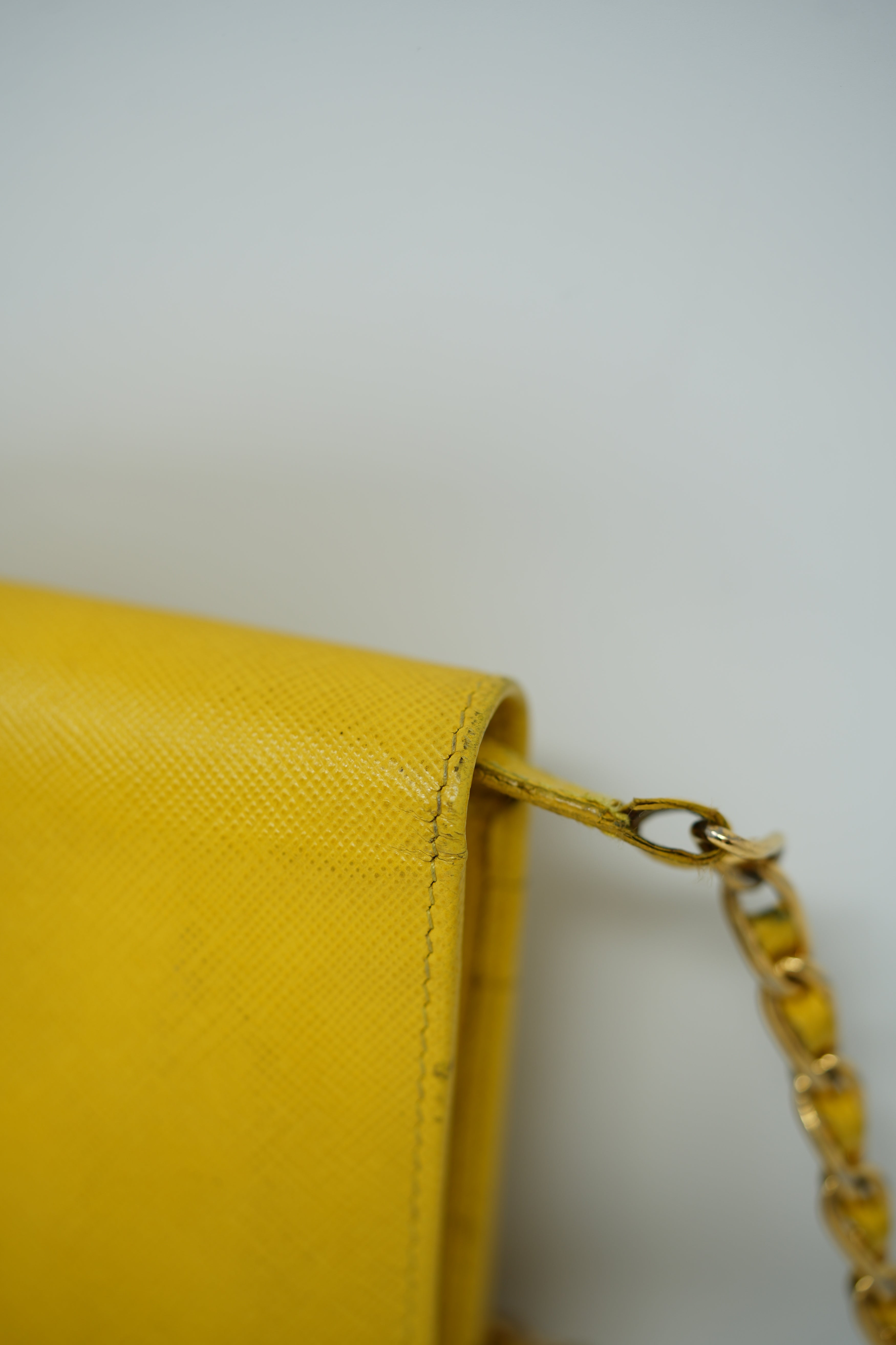 Prada Yellow Calfskin Wallet On Chain