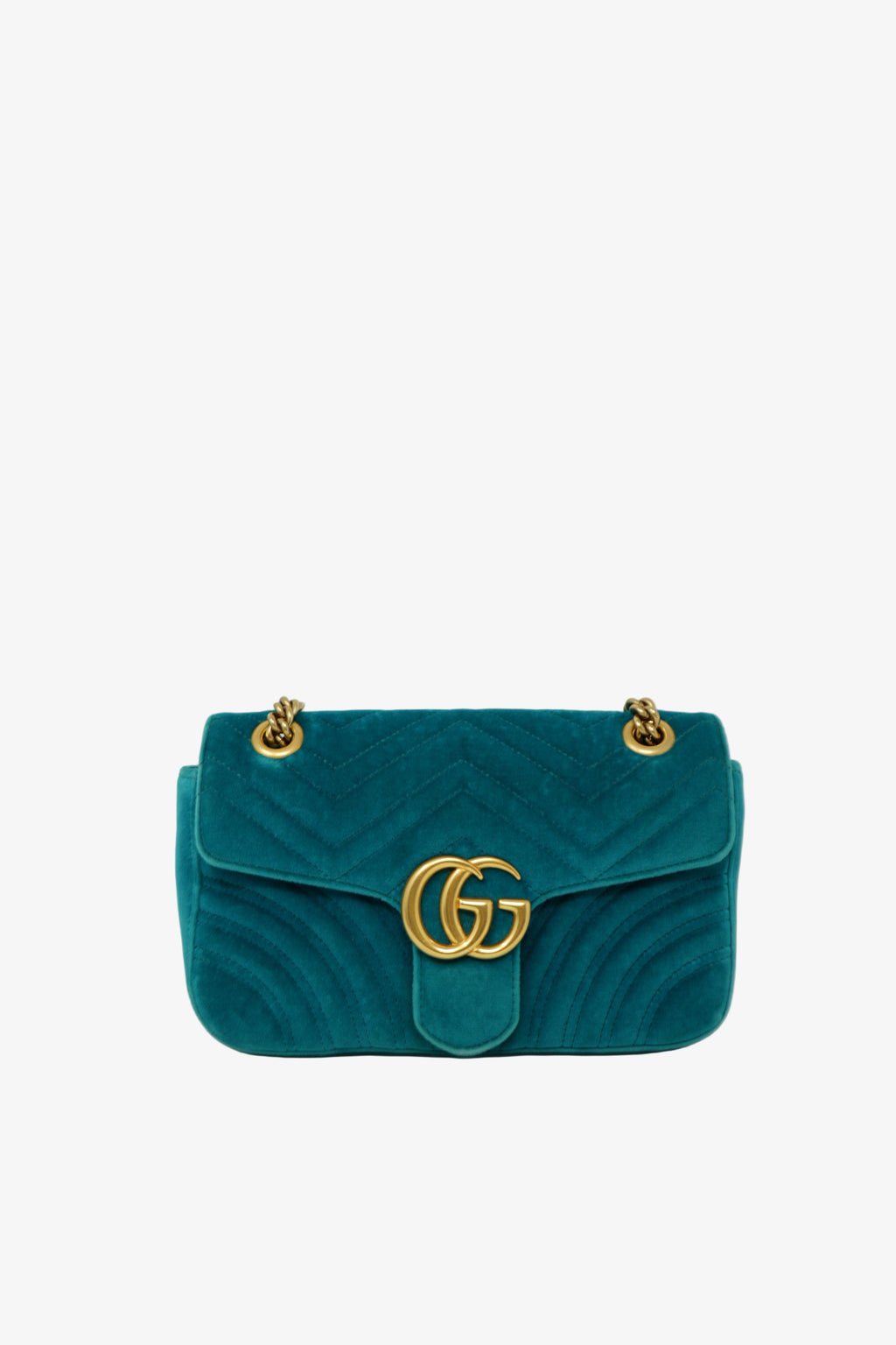 Gucci Blue Velvet Medium GG Marmont Shoulder Bag