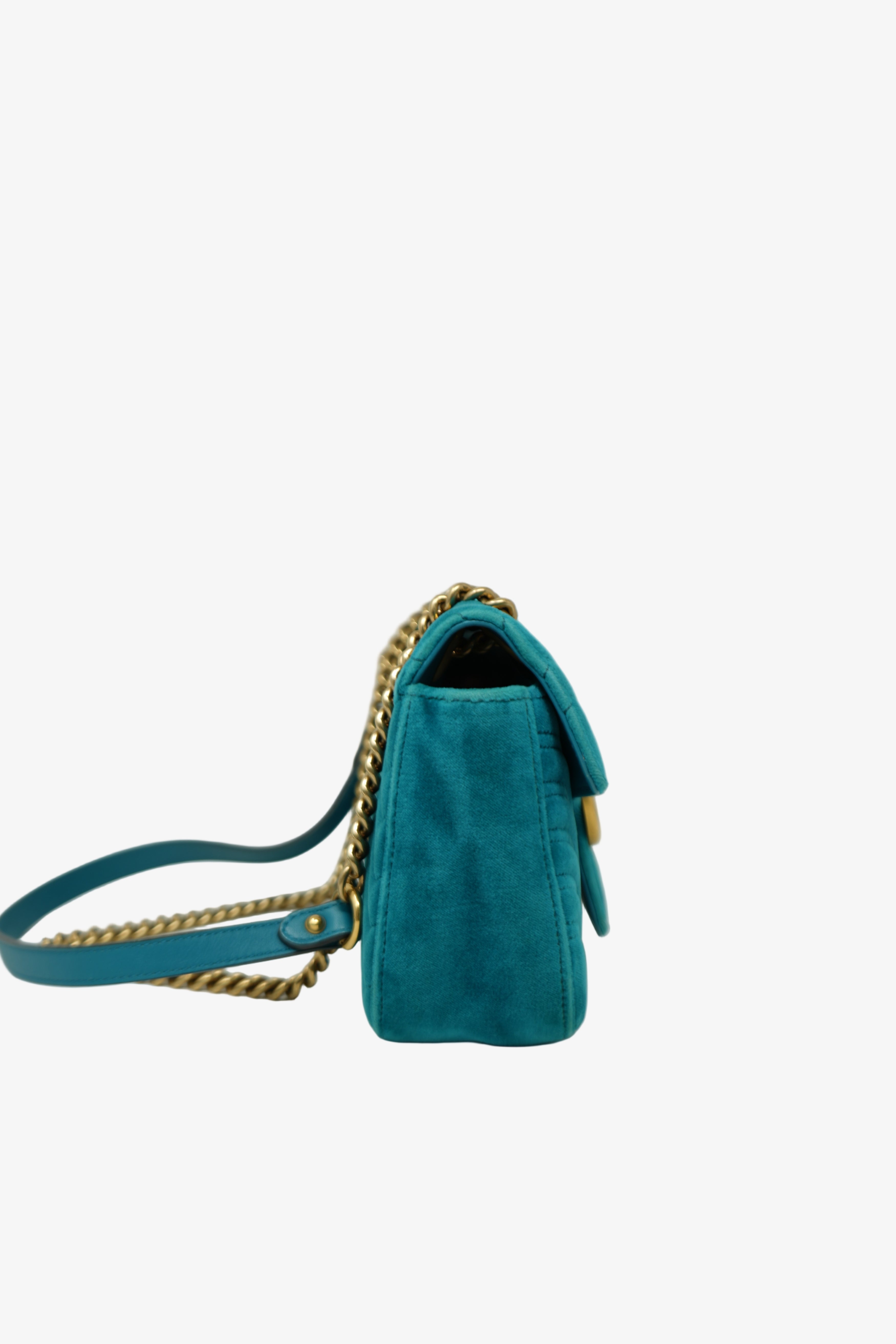 Gucci Blue Velvet Medium GG Marmont Shoulder Bag