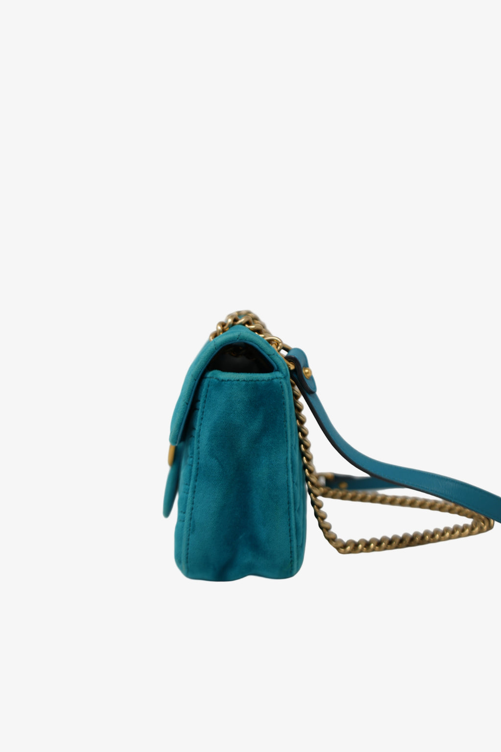 Gucci Blue Velvet Medium GG Marmont Shoulder Bag