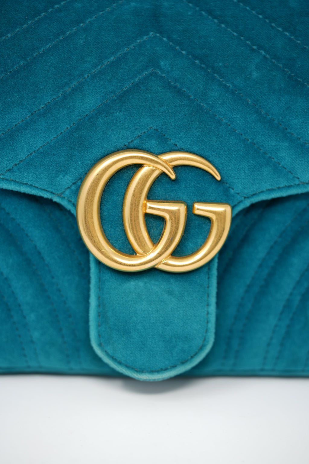 Gucci Blue Velvet Medium GG Marmont Shoulder Bag