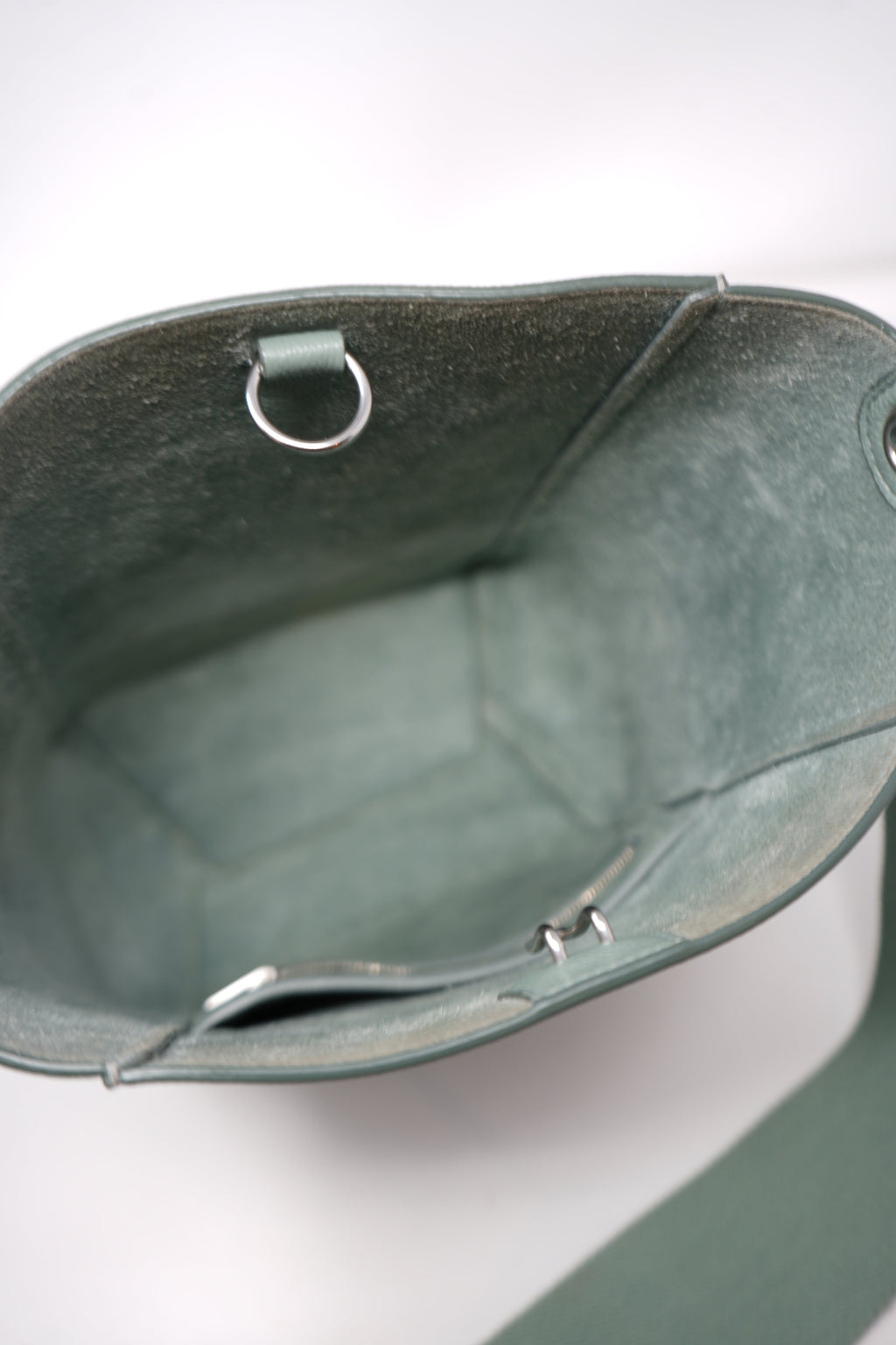 Celine 2019 Green Calfskin Sangle Small Bucket Bag