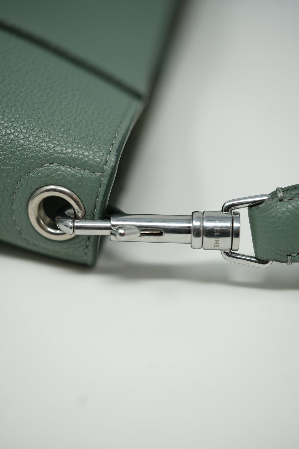 Celine 2019 Green Calfskin Sangle Small Bucket Bag