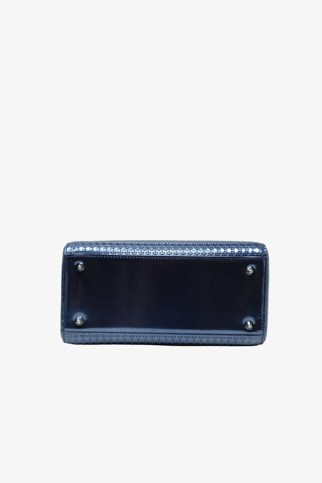 Christian Dior 2016 Blue Metallic Patent Medium Lady Dior Bag