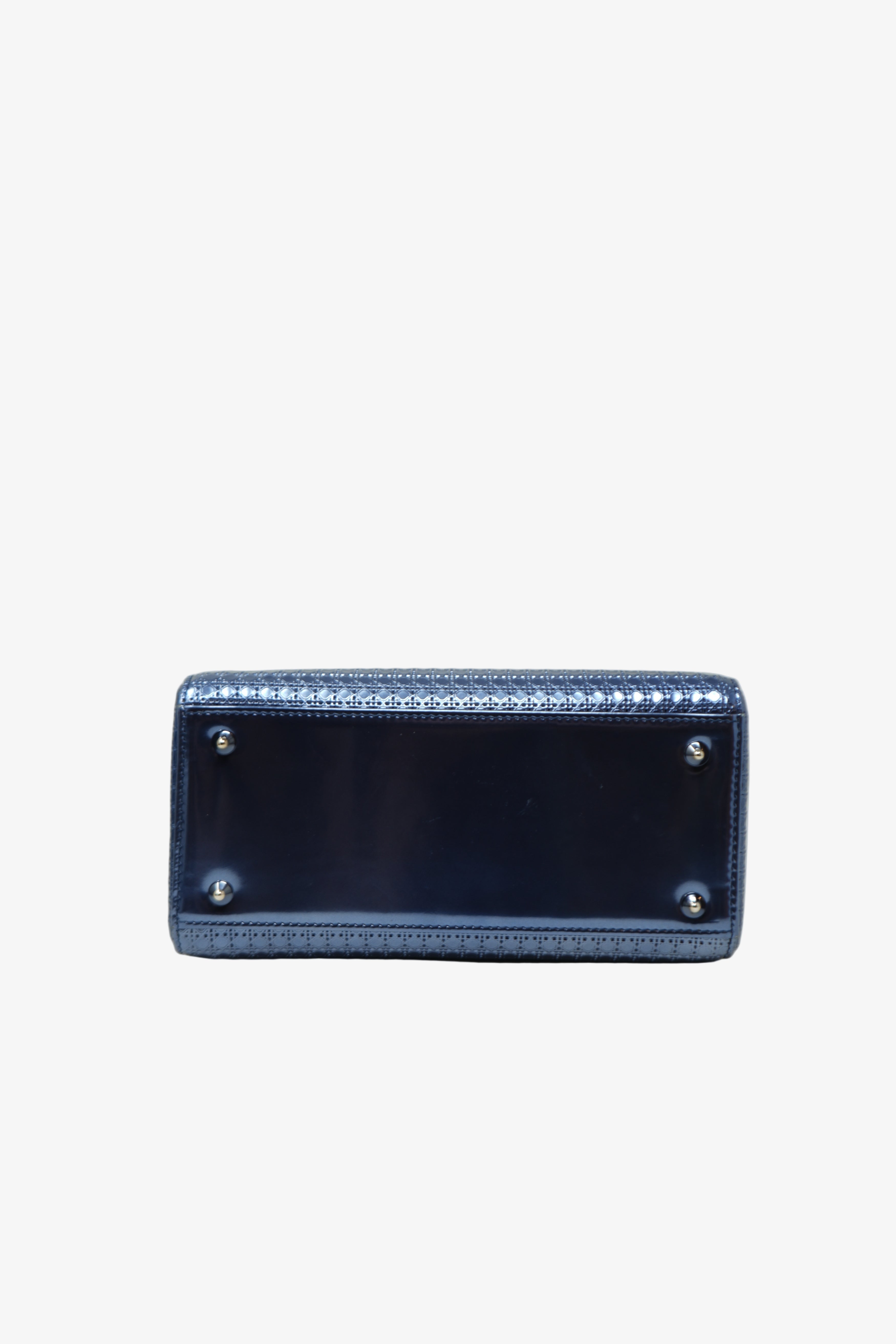 Christian Dior 2016 Blue Metallic Patent Medium Lady Dior Bag