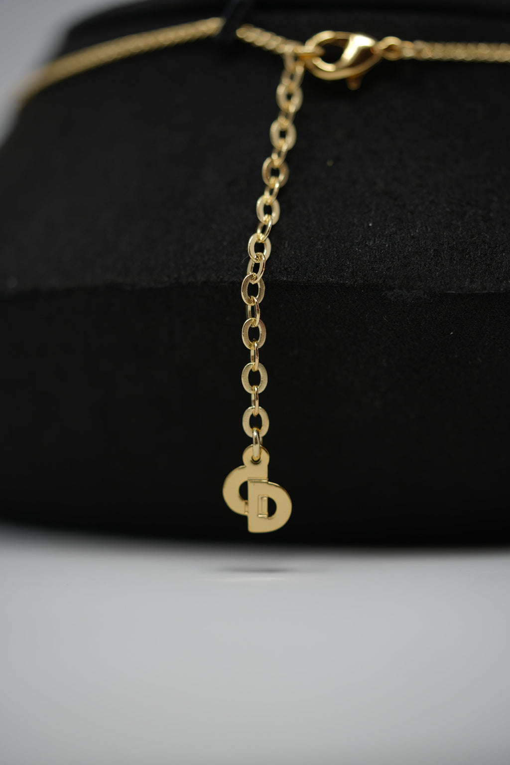 Dior Vintage Gold Tone Round Logo Necklace