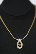 Dior Vintage Gold Tone Oval CD Necklace