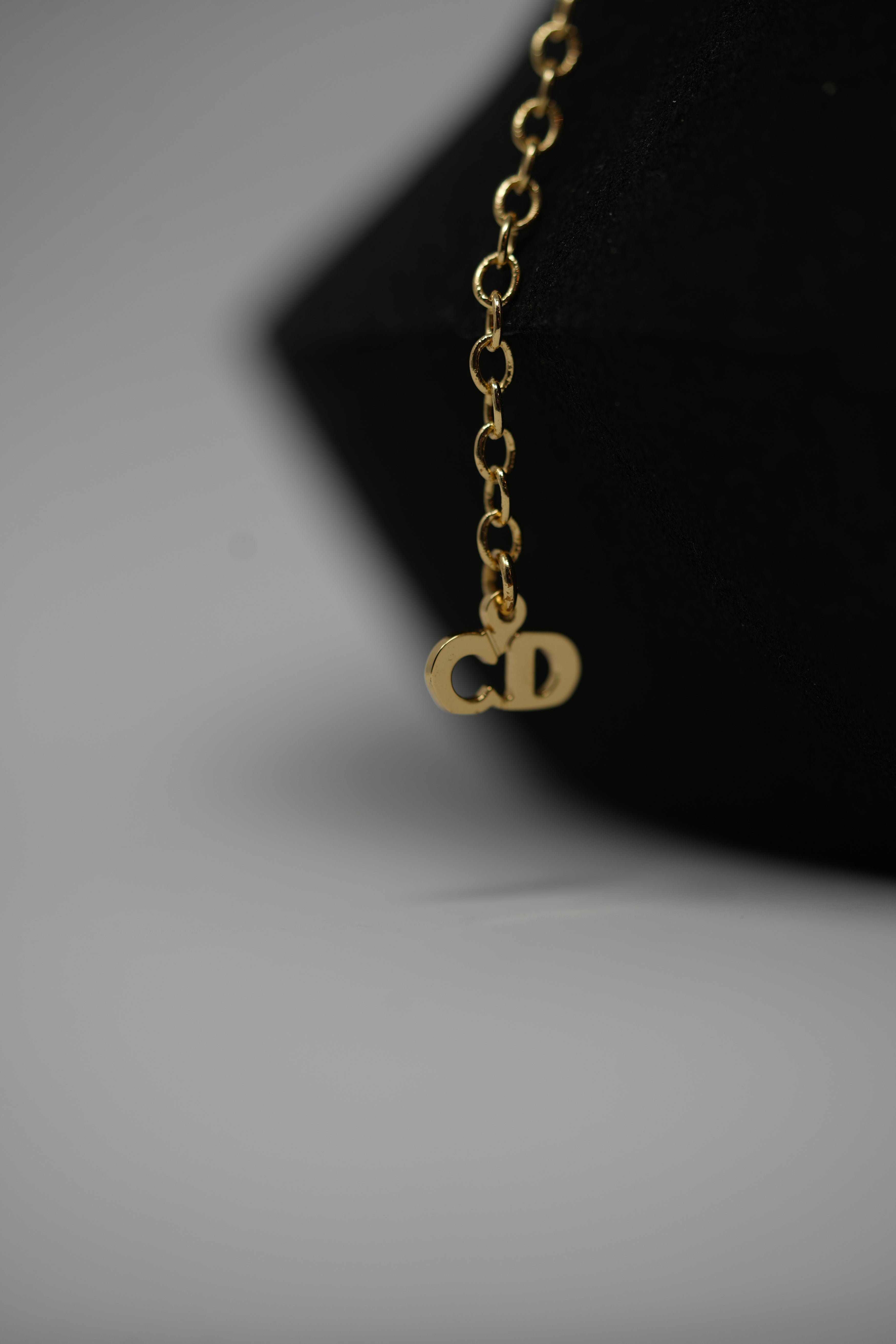 Dior Vintage Gold Tone Oval CD Necklace
