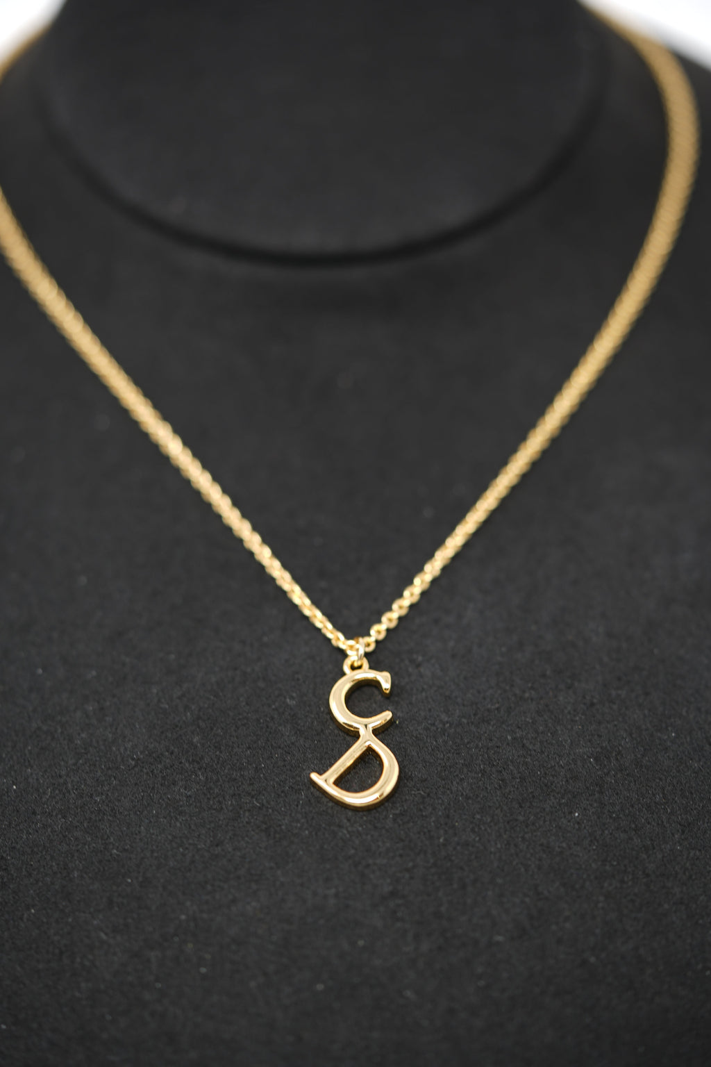 Dior Vintage Gold Tone CD Letter Necklace