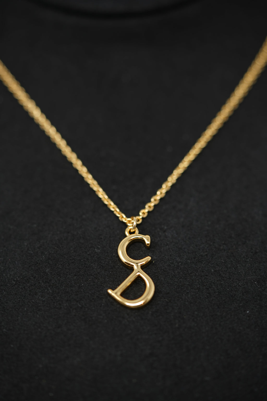 Dior Vintage Gold Tone CD Letter Necklace