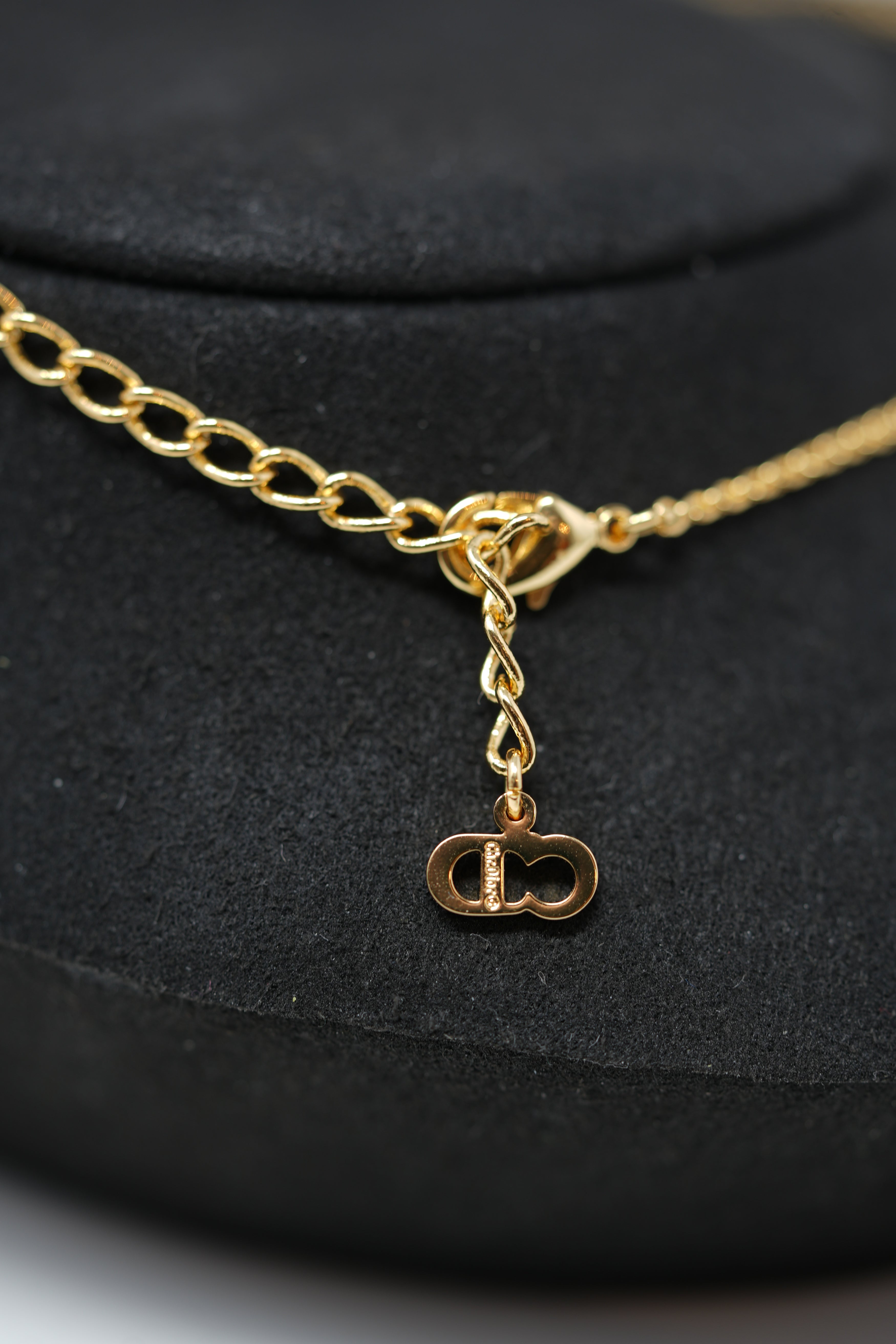Dior Vintage Gold Tone CD Letter Necklace