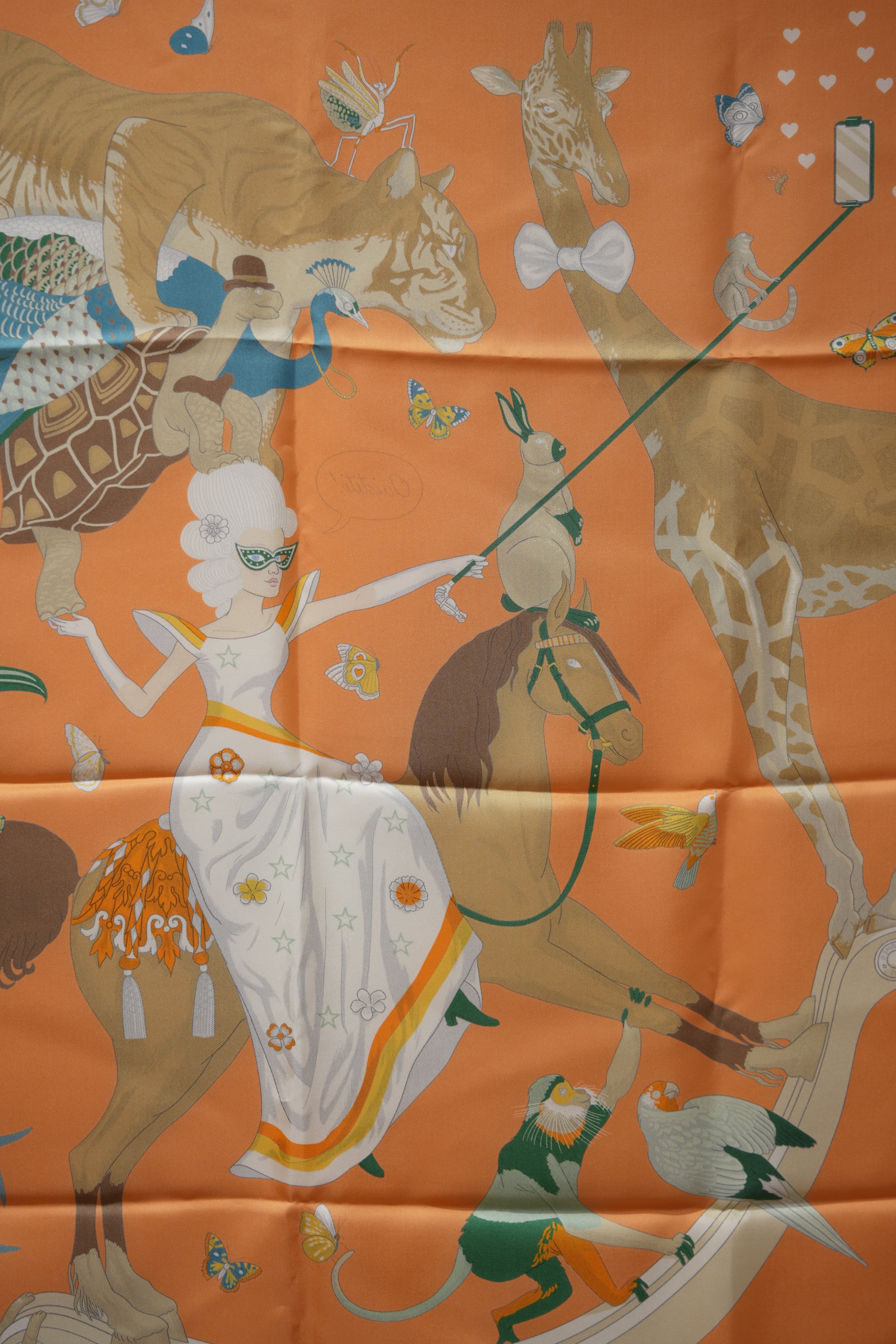Hermes Orange 100% Silk Scarf 90cm