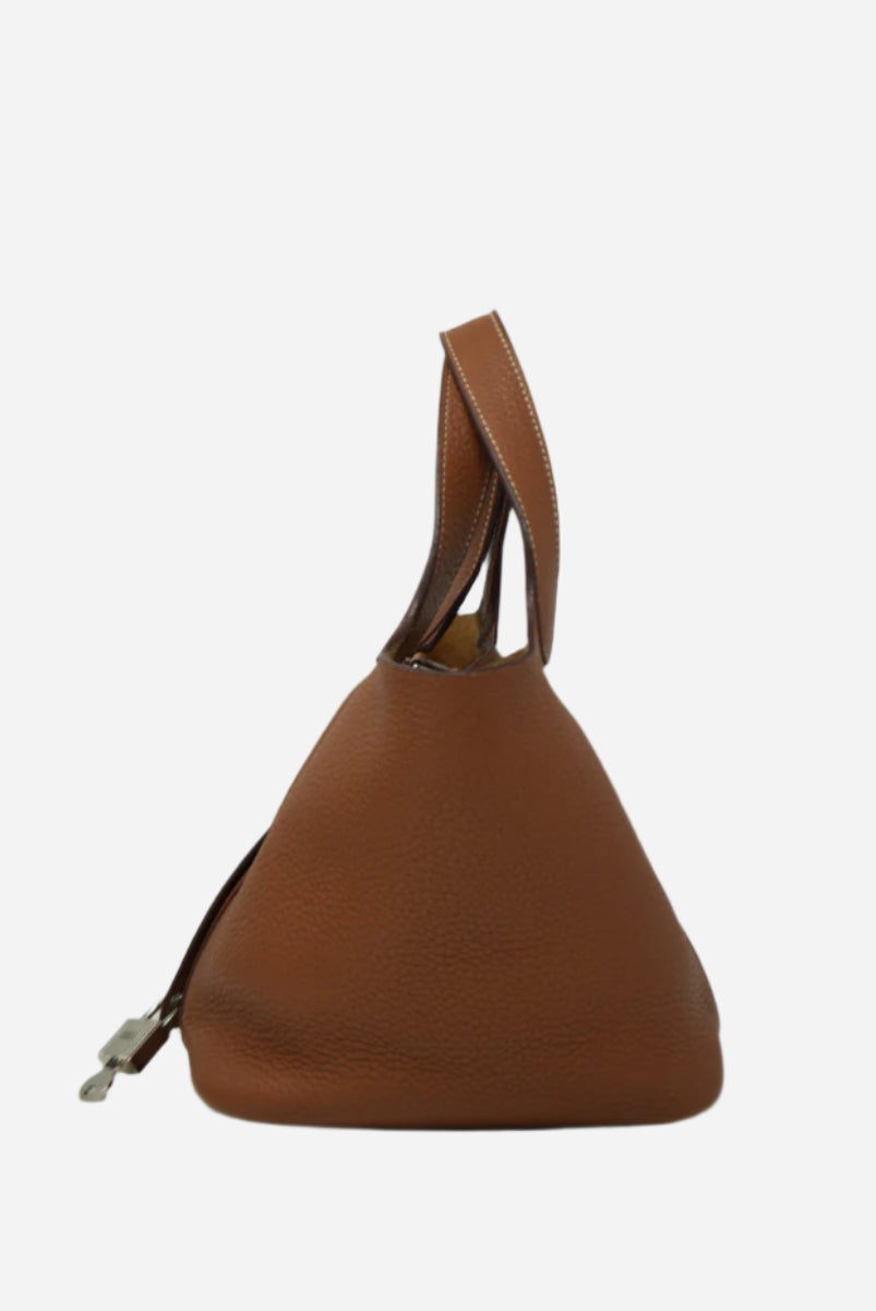 Hermès 2016 Gold Clemence Leather Picotin 18 Handbag