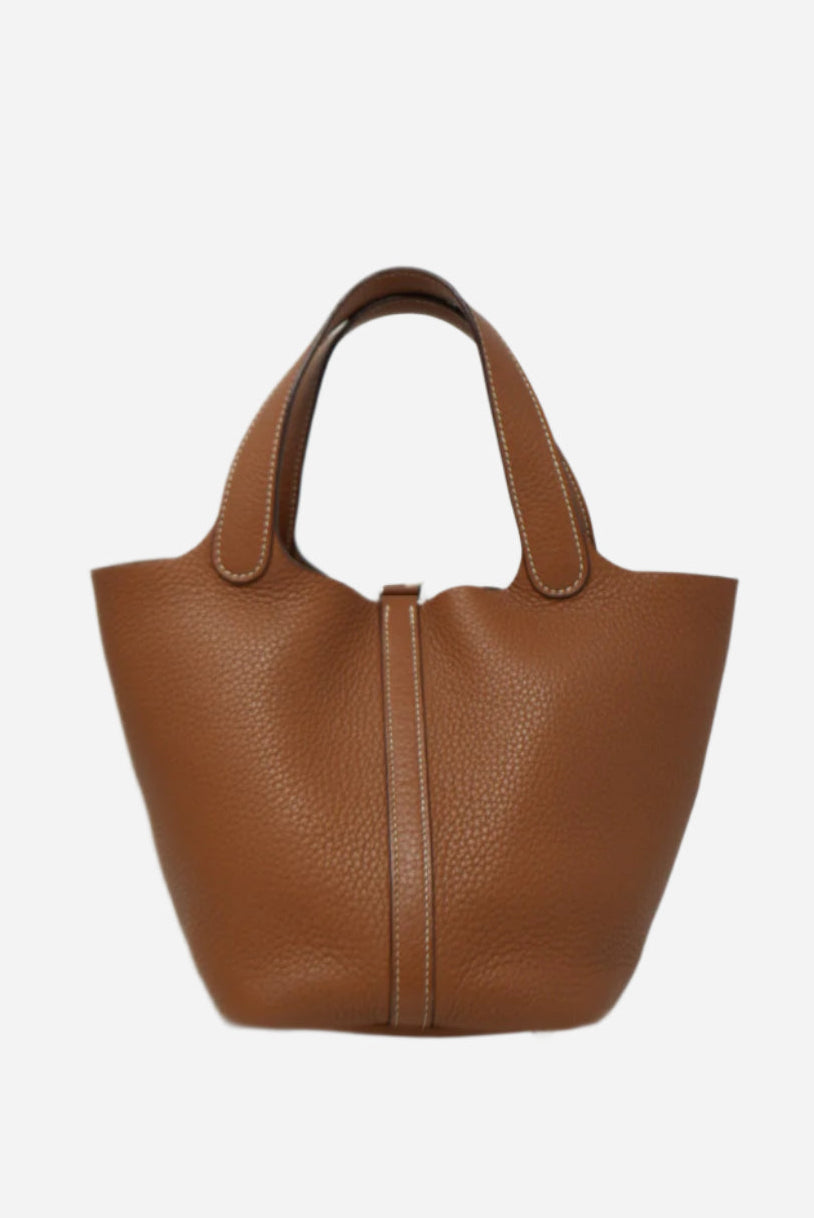 Hermès 2016 Gold Clemence Leather Picotin 18 Handbag