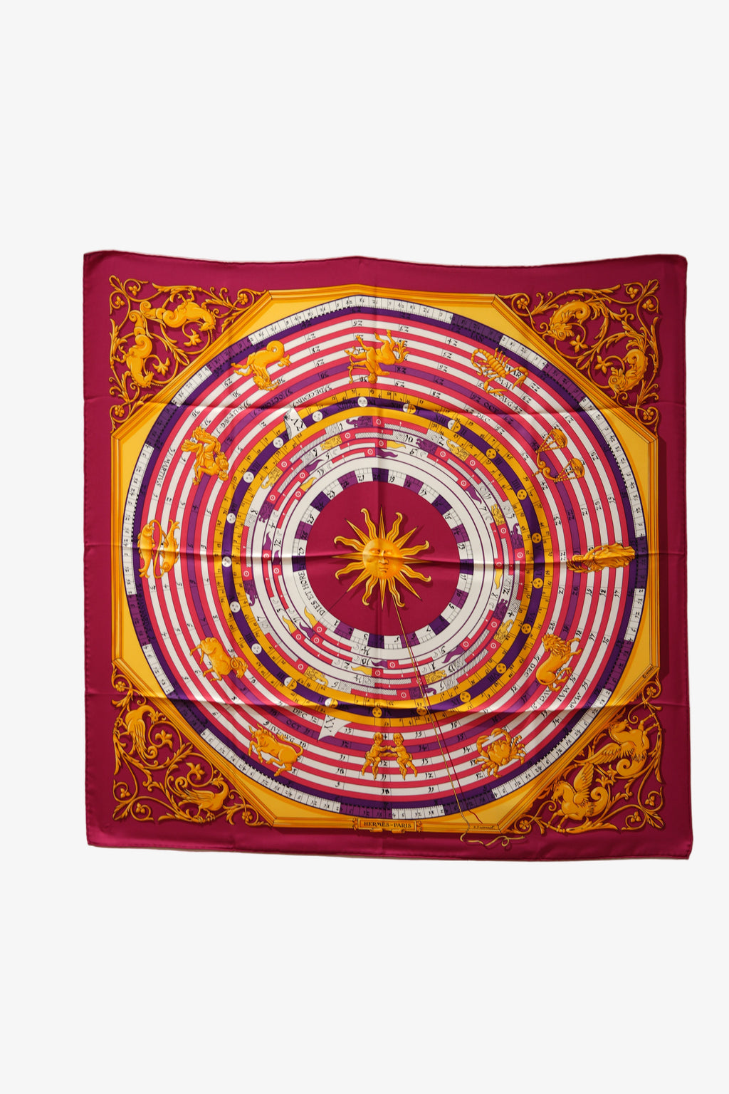 Hermes Red Pattern Printed Scarf 90cm 100% Silk NW