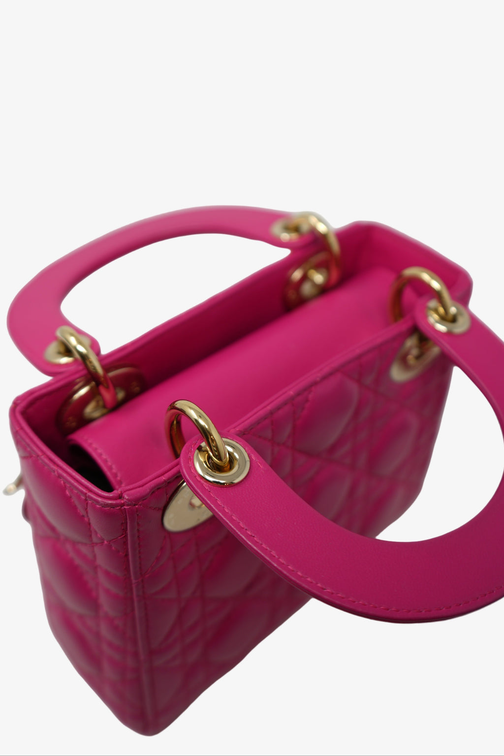 Christian Dior 2013 Pink Lambskin Small Mini Lady Dior Handbag