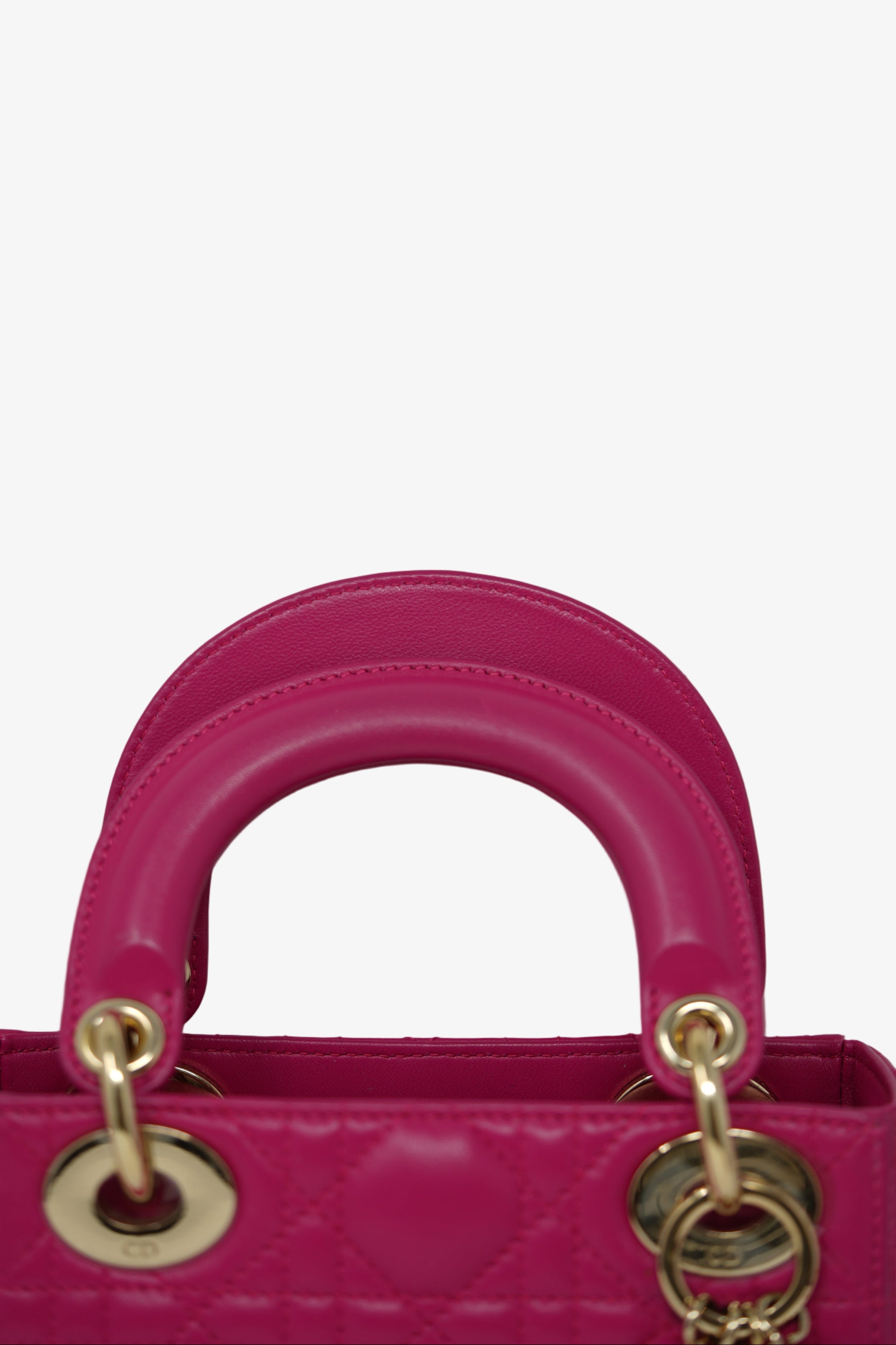 Christian Dior 2013 Pink Lambskin Small Mini Lady Dior Handbag