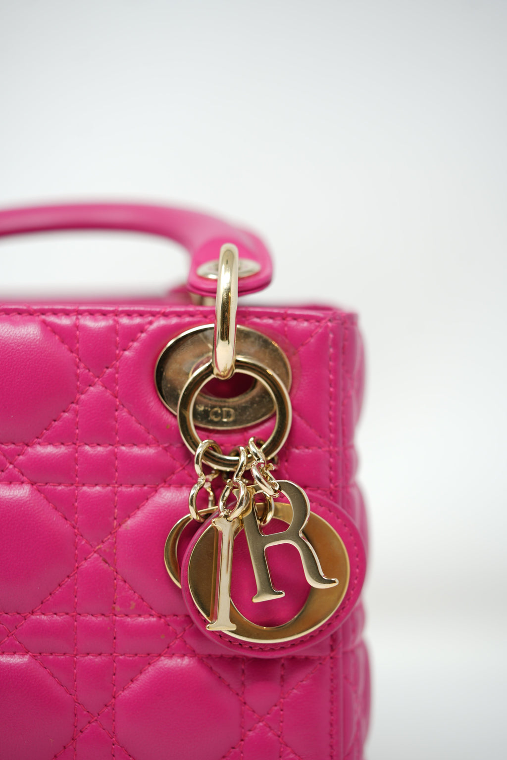 Christian Dior 2013 Pink Lambskin Small Mini Lady Dior Handbag