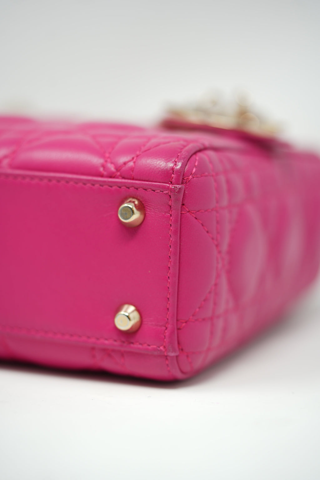 Christian Dior 2013 Pink Lambskin Small Mini Lady Dior Handbag