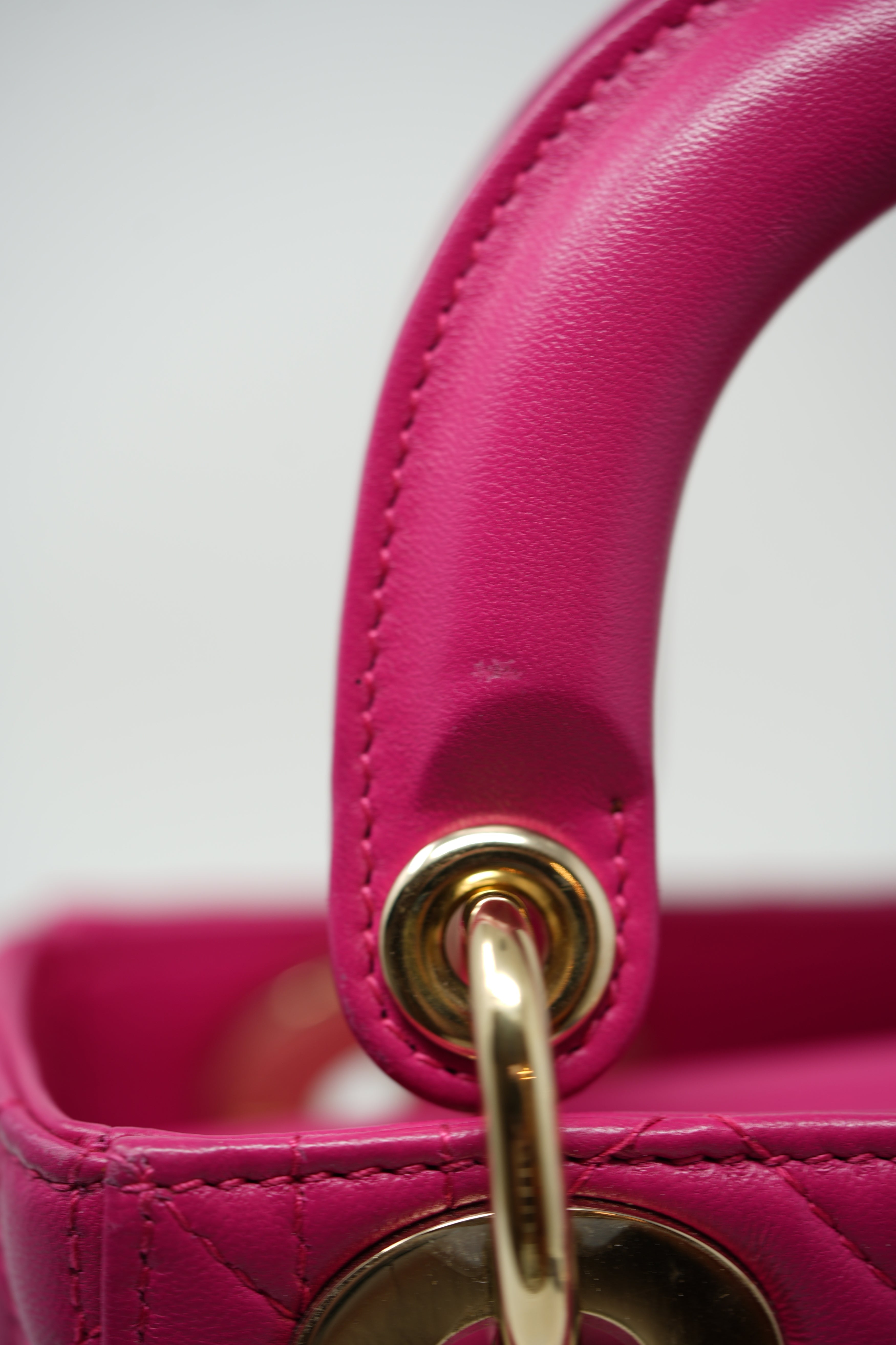 Christian Dior 2013 Pink Lambskin Small Mini Lady Dior Handbag