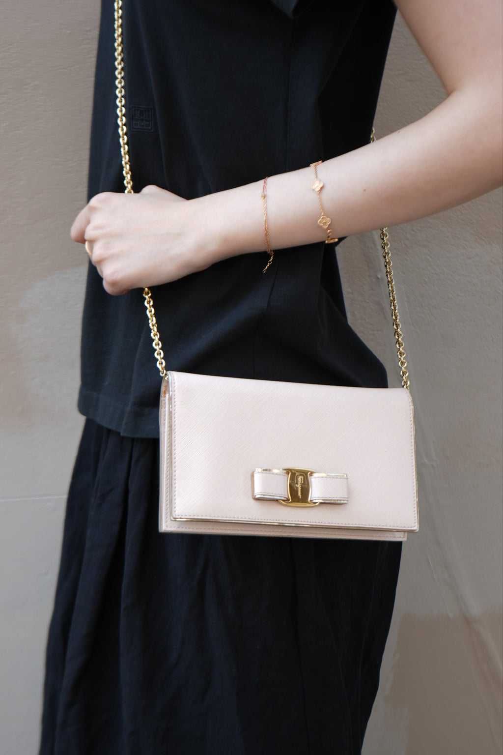 Ferragamo Beige Wallet On Chain