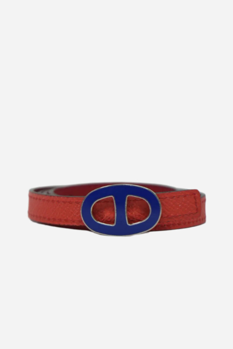 Hermes Chaine D'ancre  Coral/Red Leather Strap Belt #85