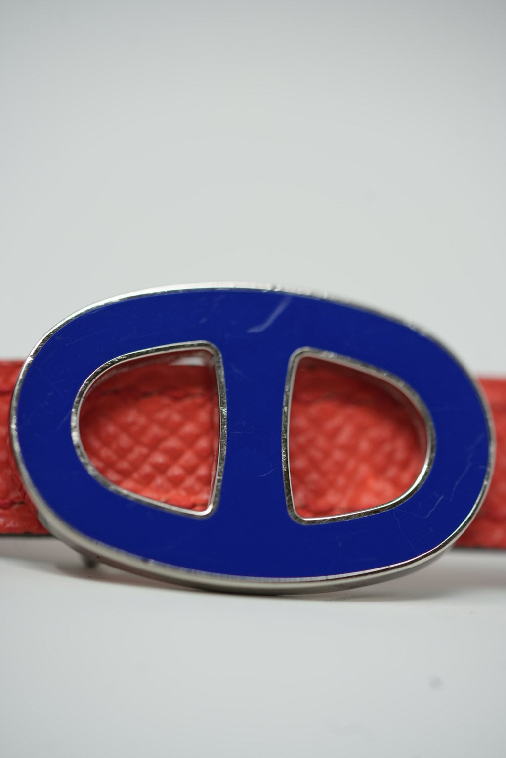 Hermes Chaine D'ancre  Coral/Red Leather Strap Belt #85