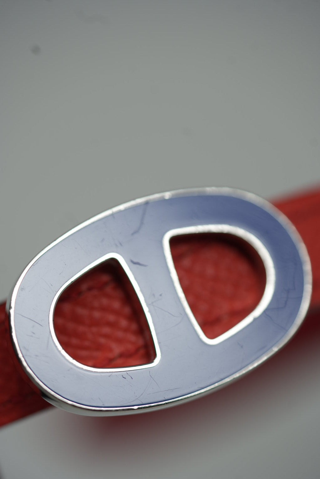 Hermes Chaine D'ancre  Coral/Red Leather Strap Belt #85