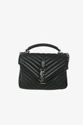 Saint Laurent Black Medium Calfskin Leather Quilted College Handbag