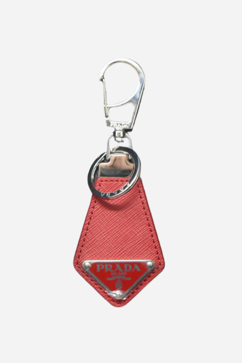 Prada Saffiano leather keychain Red