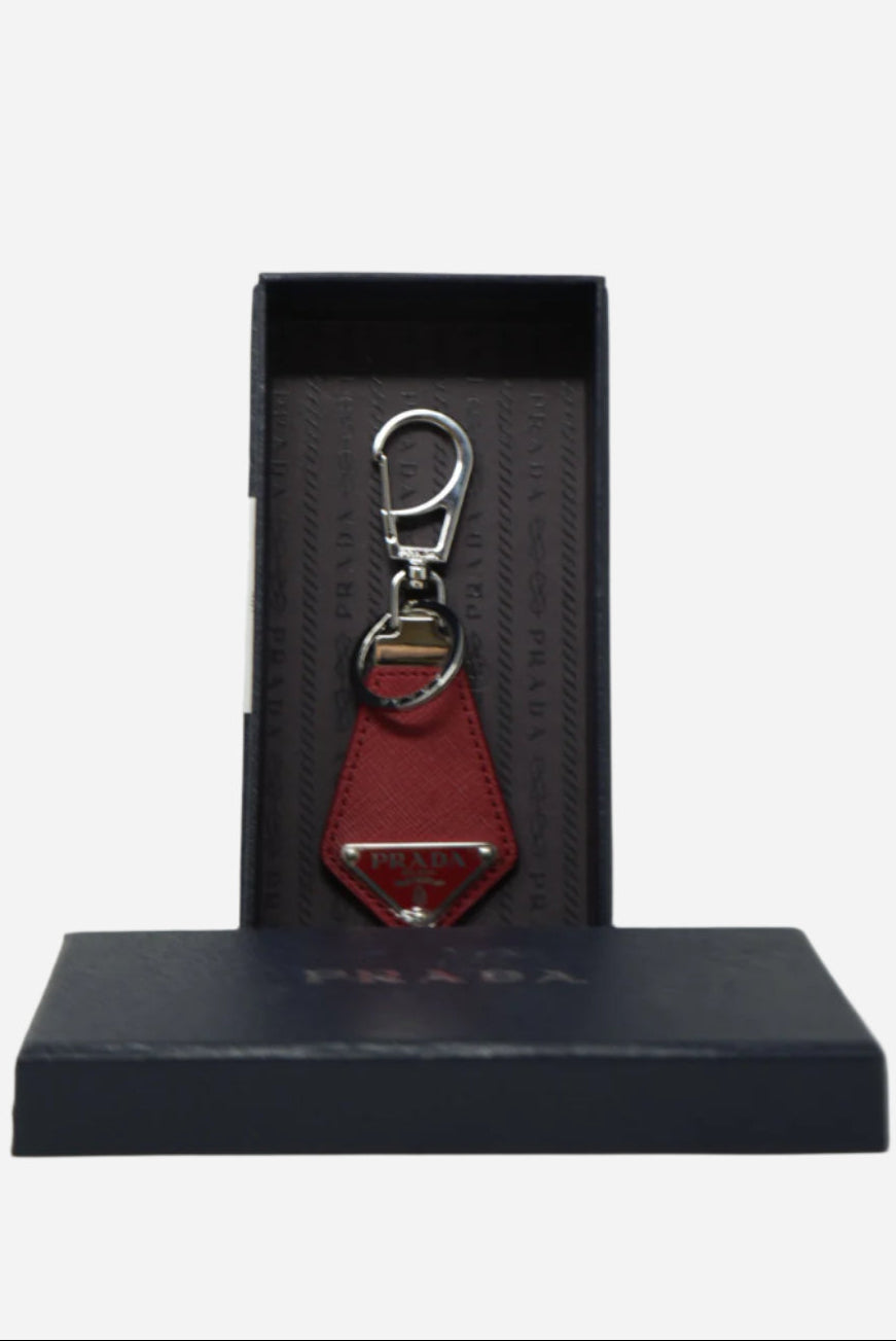 Prada Saffiano leather keychain Red