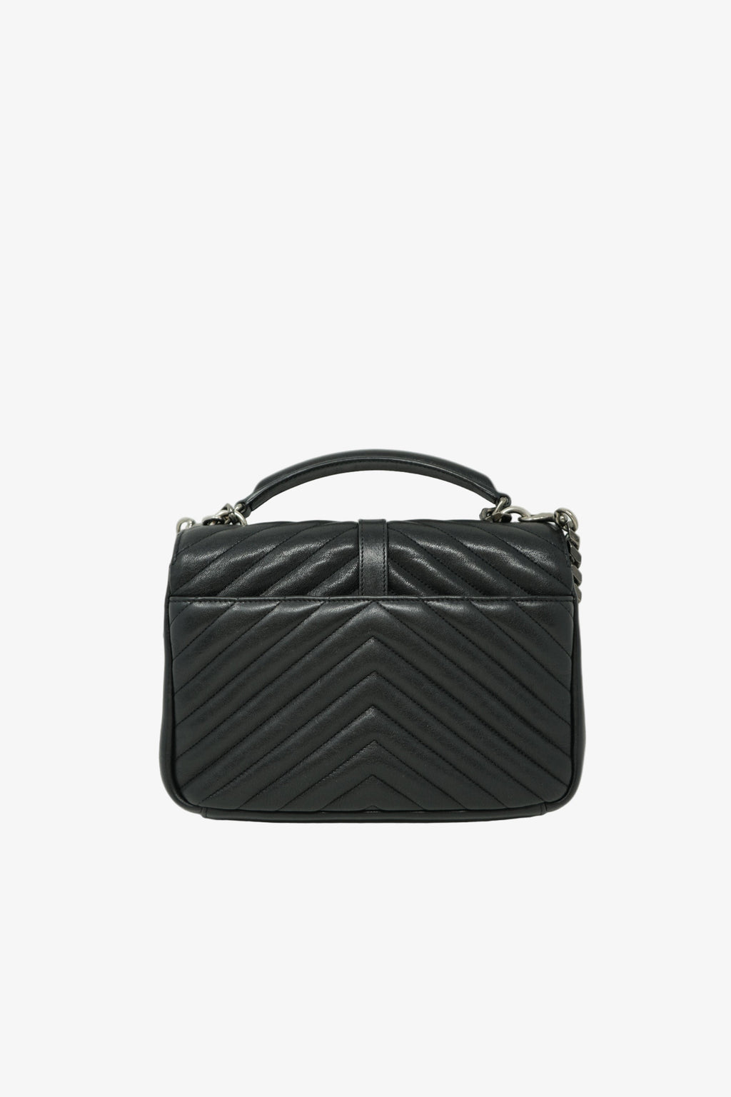 Saint Laurent Black Medium Calfskin Leather Quilted College Handbag