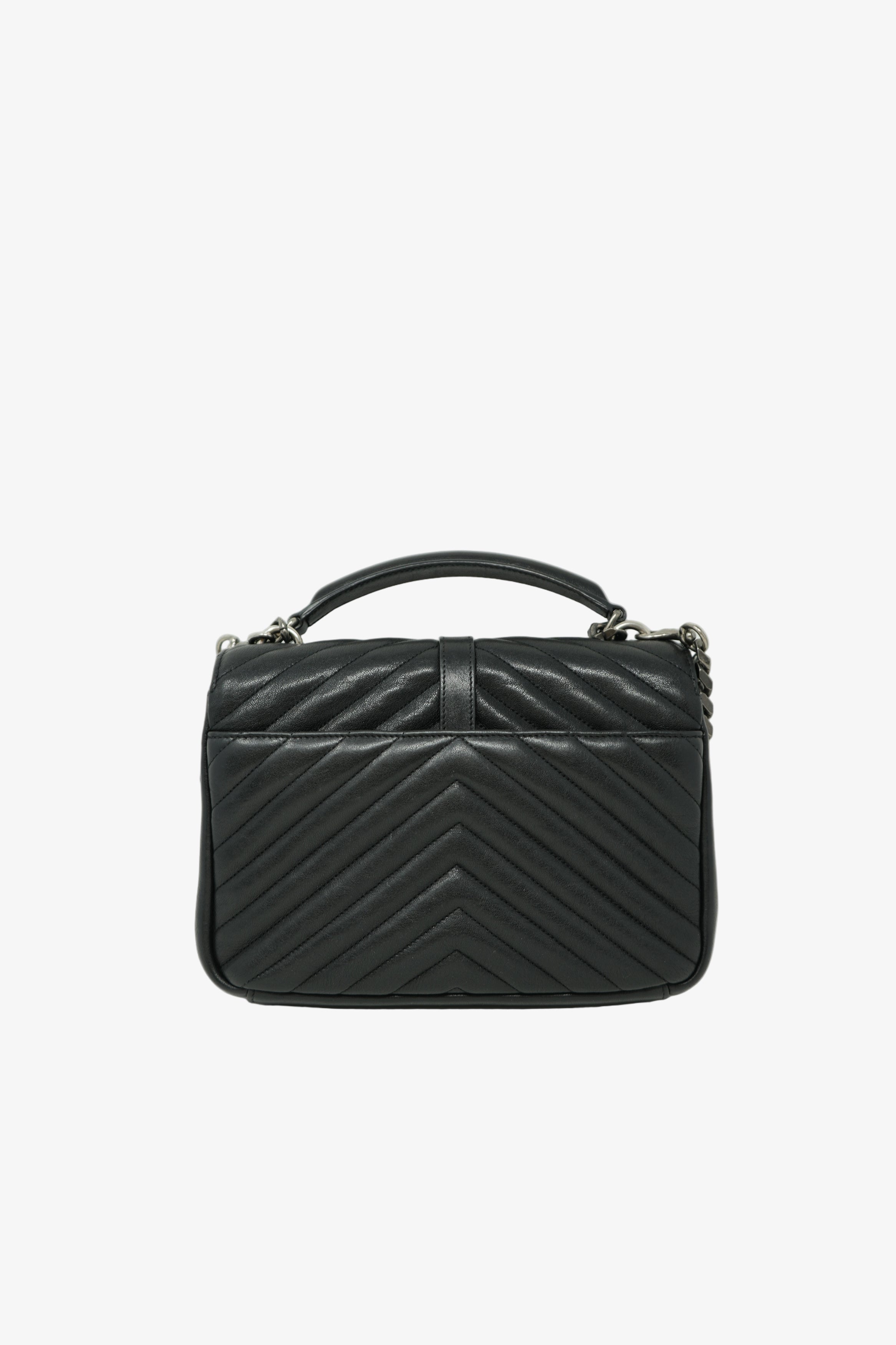 Saint Laurent Black Medium Calfskin Leather Quilted College Handbag