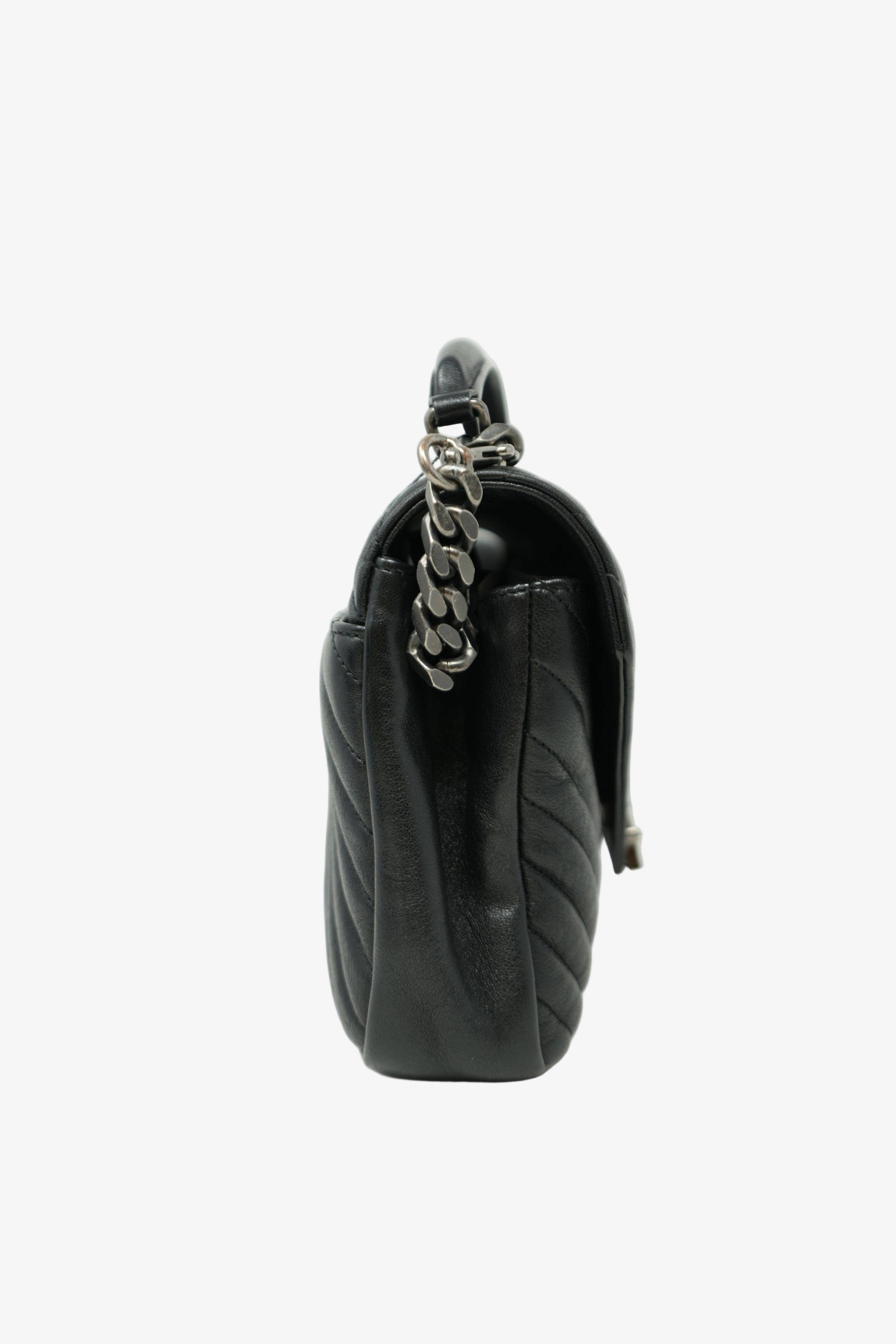 Saint Laurent Black Medium Calfskin Leather Quilted College Handbag