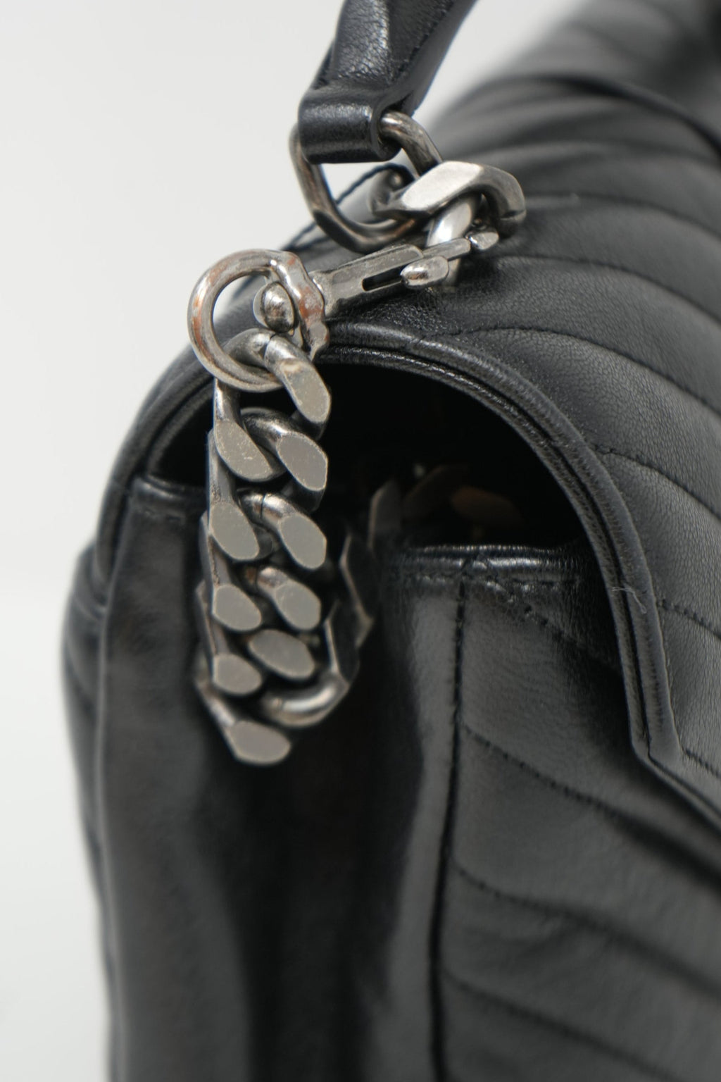 Saint Laurent Black Medium Calfskin Leather Quilted College Handbag